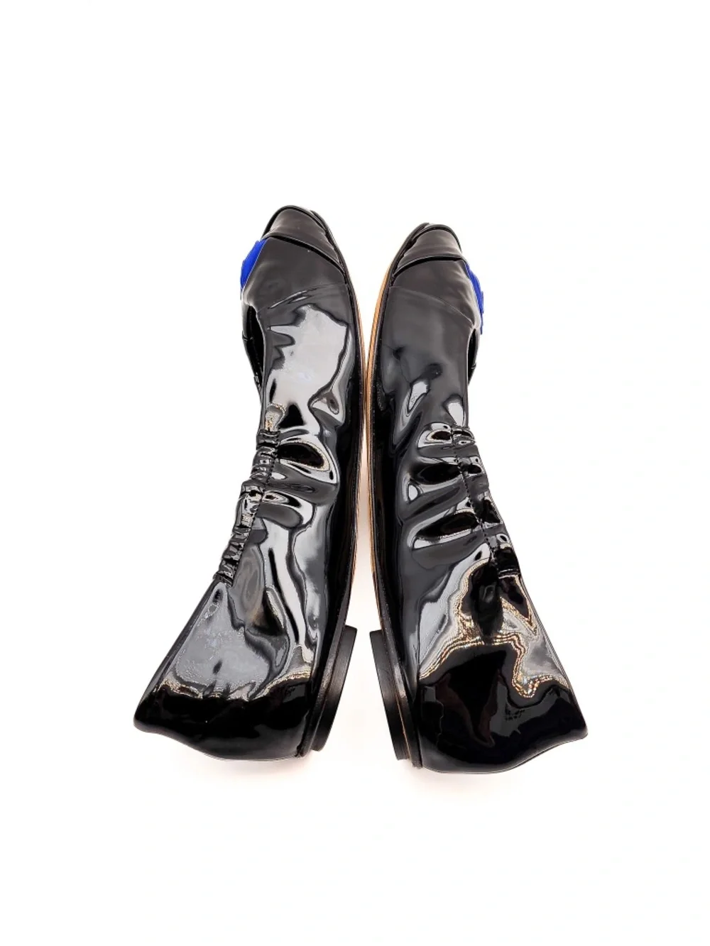 Dolce & Gabbana Patent Leather Black Ballet Silk Rose Flats EU 38